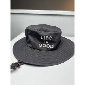 Life is Good. Unisex LIG Vintage Wordmark Stacked Bucket Hat, Gray